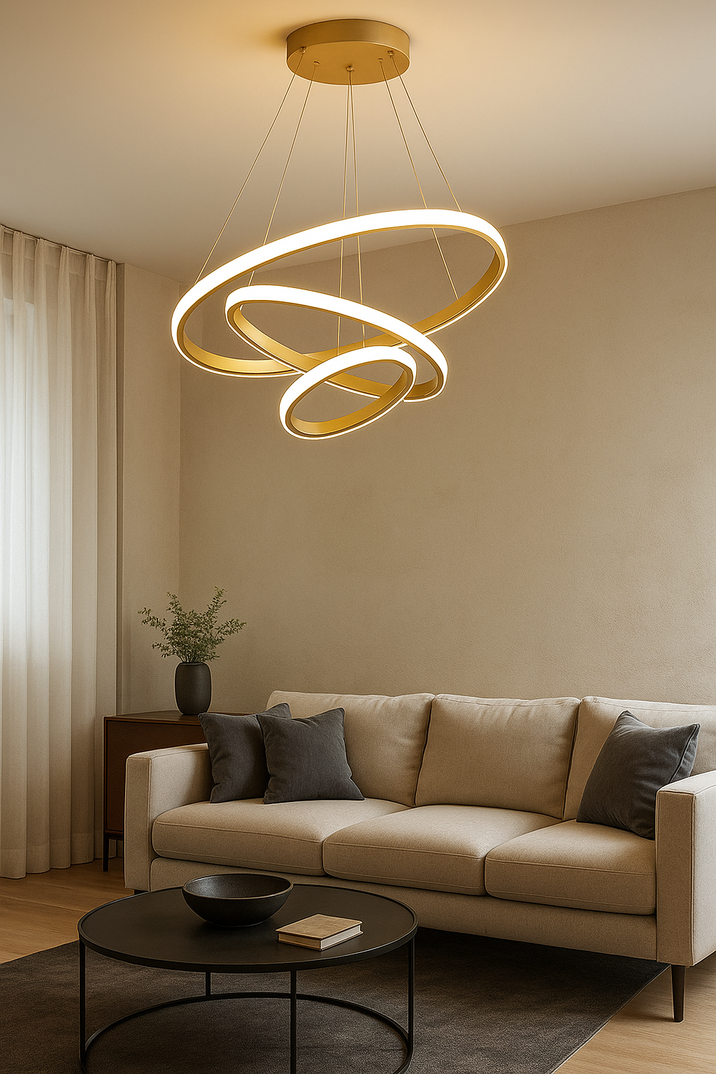 Suspension 60CM GOLD AVEC TELECOMMANDE (3 Lumières )
