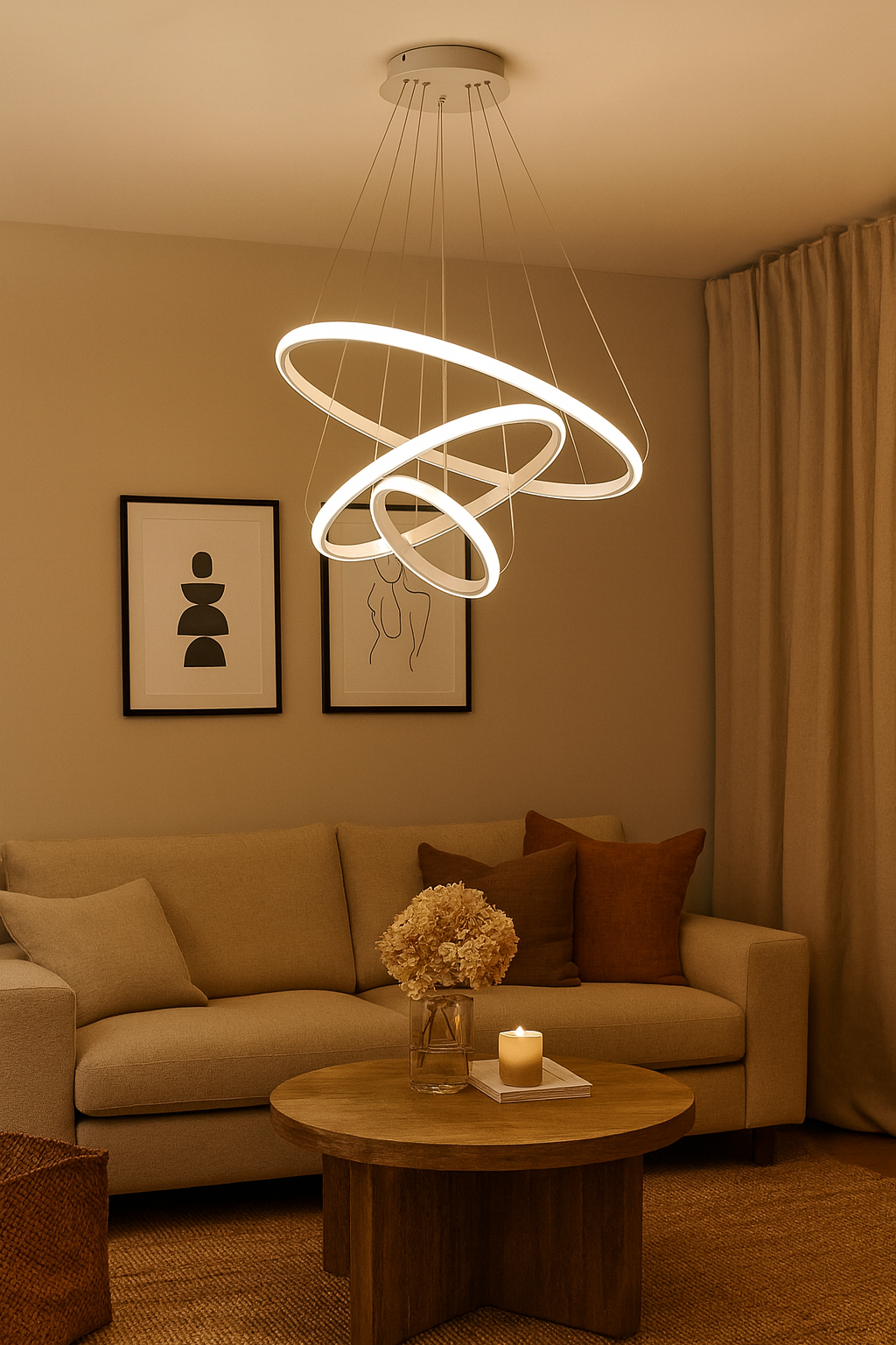 Suspension Kalmi 60 CM Blanche avec télécommande (3 Couleurs)