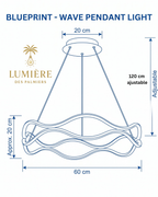 Suspension Wave Gold schéma dimensions Ø60cm hauteur 20cm rosace 20cm - suspension LED Maroc