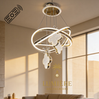 Suspension Papillon Gold anneaux entrelacés cristal papillon LED salon luxe - luminaire Maroc - Lumière des Palmiers