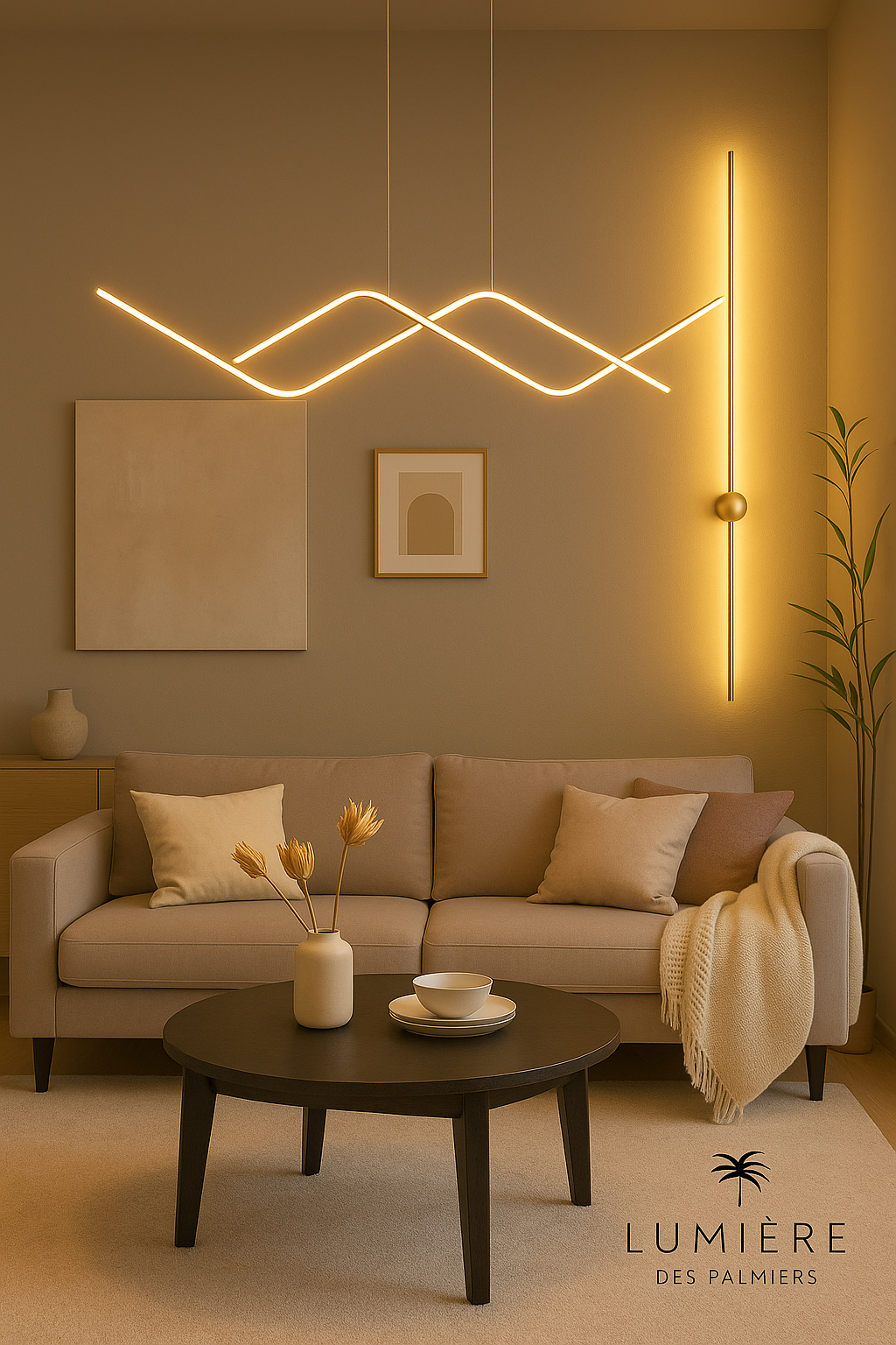 Suspension WINNER 80CM + Applique murale LONG GOLD 80CM