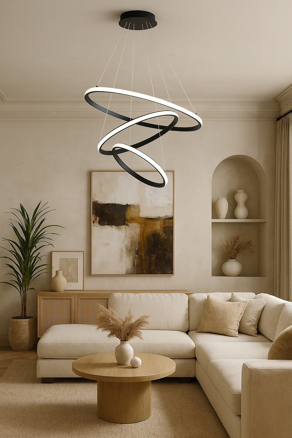 Suspension 60CM BLACK AVEC TELECOMMANDE  (3 Lumières )