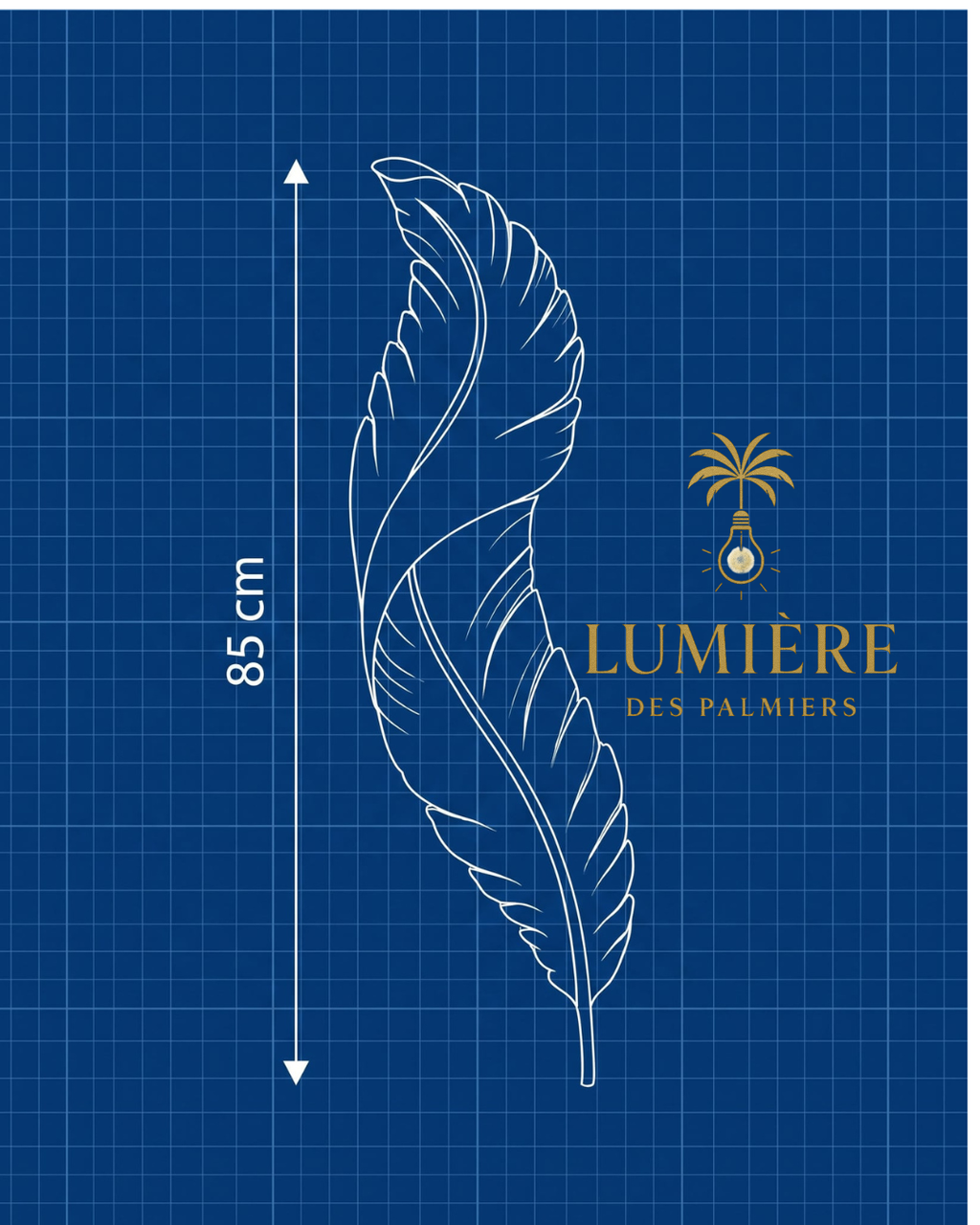 Applique murale Feather schéma dimensions 85cm - applique LED décorative Maroc
