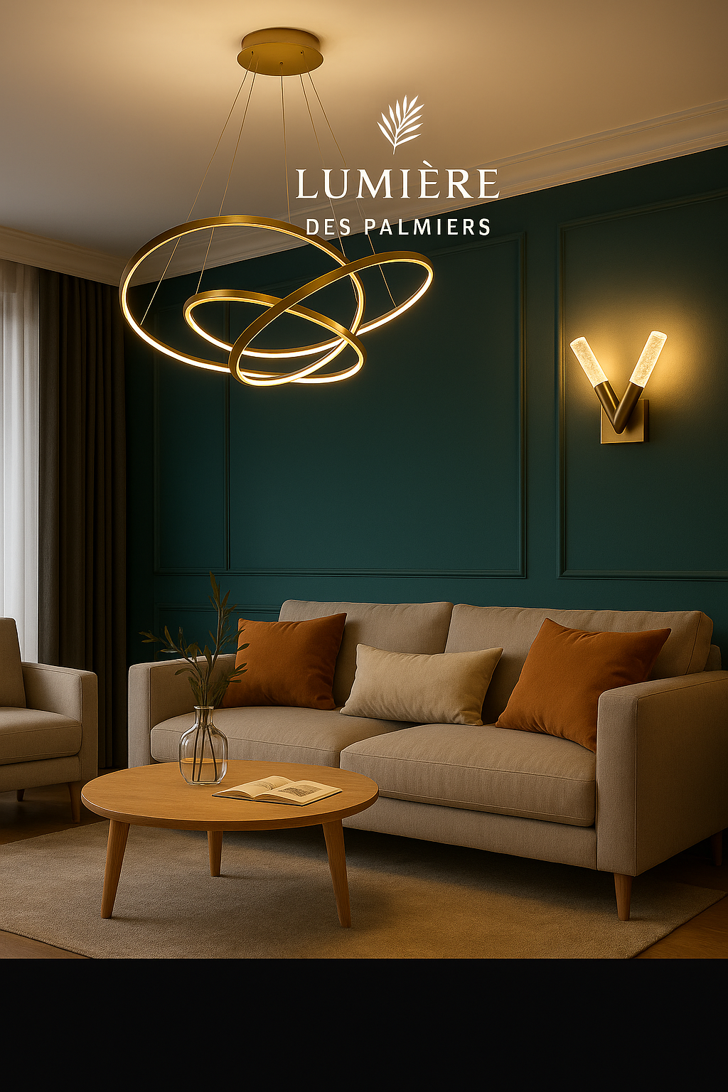 Suspension Triplé Luxé 60 CM + Applique murale Stelvio GOLD 30CM