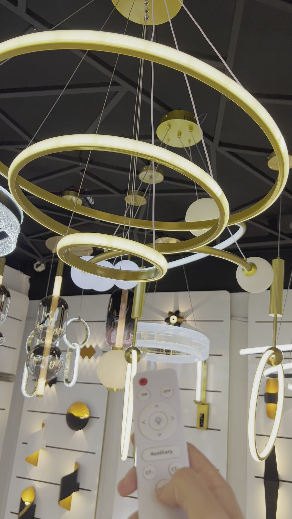 Suspension 60CM GOLD AVEC TELECOMMANDE  (3 Lumières )