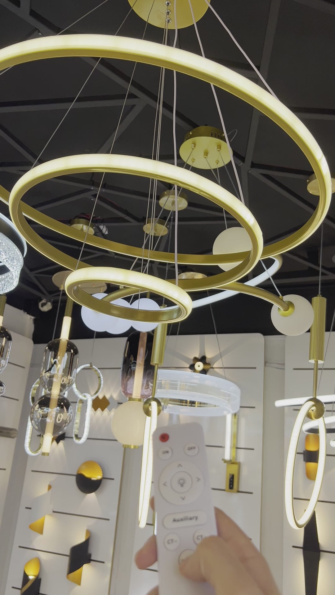 Suspension 60CM GOLD AVEC TELECOMMANDE  (3 Lumières )
